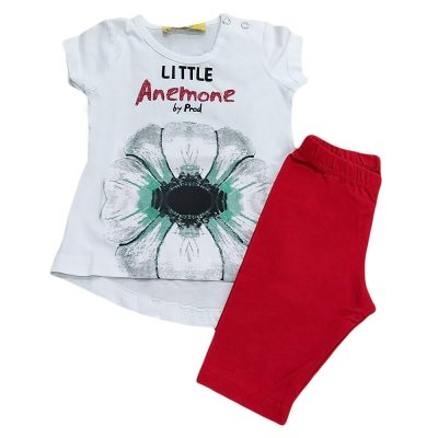 Μπλουζοφόρεμα little anemone λευκό κόκκινο