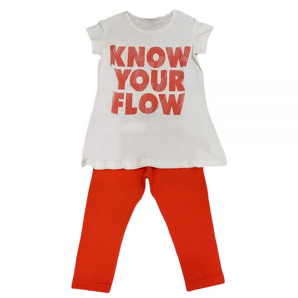 Μπλουζοφόρεμα know your flow λευκό-πορτοκαλί