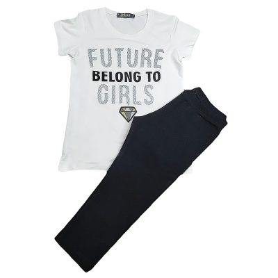 Μπλουζοφόρεμα future belong to girls λευκό-μαύρο