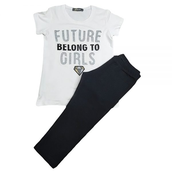 Μπλουζοφόρεμα future belong to girls λευκό-μαύρο