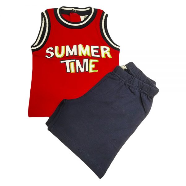 Σετ μακό αμάνικο summer κόκκινο/μπλε