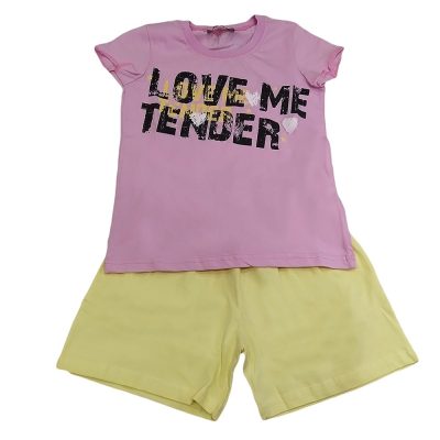 Πιτζαμάκι love me tender ροζ-κίτρινο