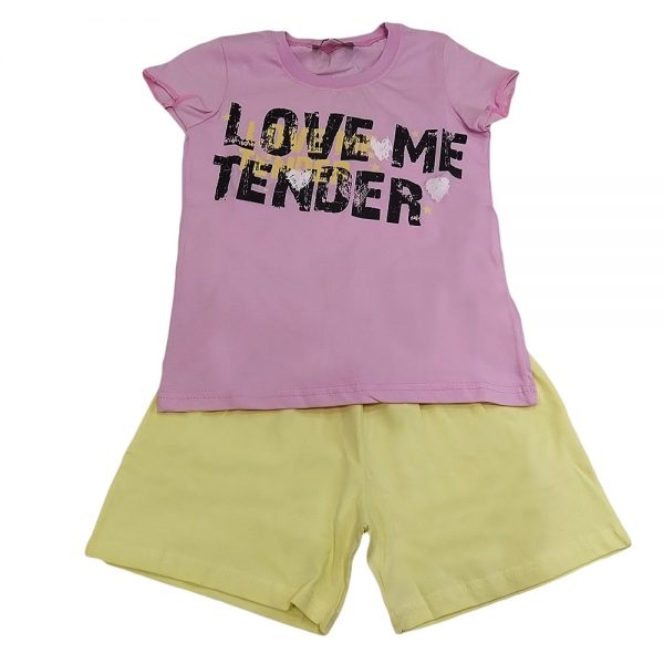 Πιτζαμάκι love me tender ροζ-κίτρινο