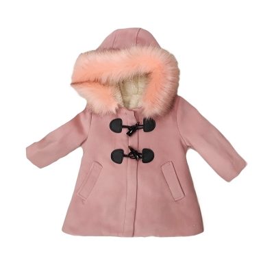 Παλτό με επένδυση και κουκούλα ροζ