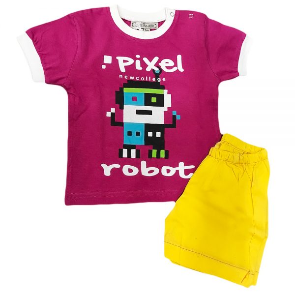 Σετ με υφασμάτινη βερμούδα pixel robot