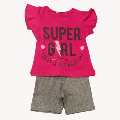 Σετ super girl με γκρι σορτς