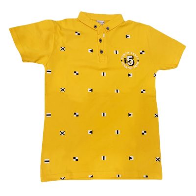 Μπλουζάκι με γιακά κίτρινο
