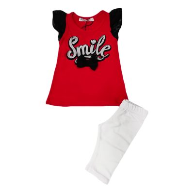 Μπλουζοφόρεμα με κολάν smile κόκκινο