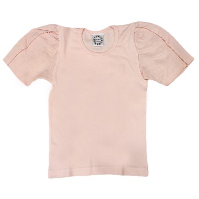 Μπλουζάκι ροζ με σχέδιο στο μανίκι
