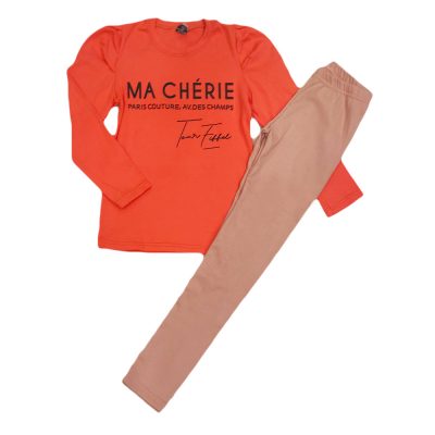 Σετ με κολάν ριπ ma cherie πορτοκαλί/μπεζ