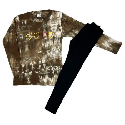 Σετ με κολάν tie dye καφέ/μαύρο