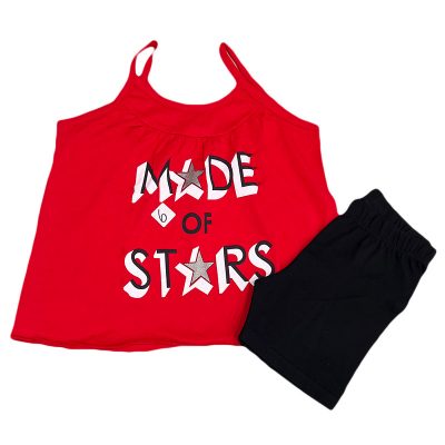 Σετ με μακό σορτς mode stars κόκκινο