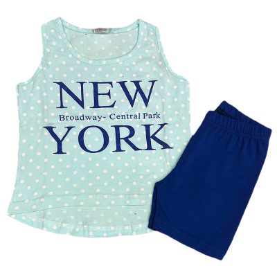 Σετ με μακό σορτς new york γαλάζιο
