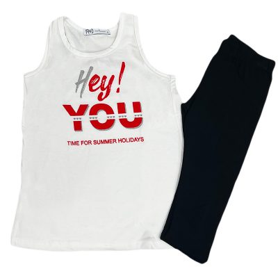 Σετ κάπρι κολάν hey you λευκό/μαύρο