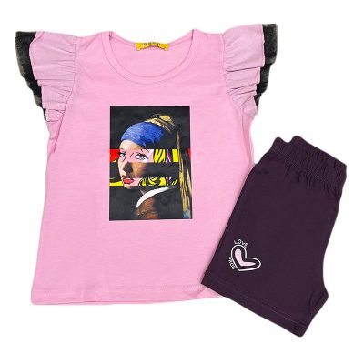 Σετ μακό με σορτς ροζ