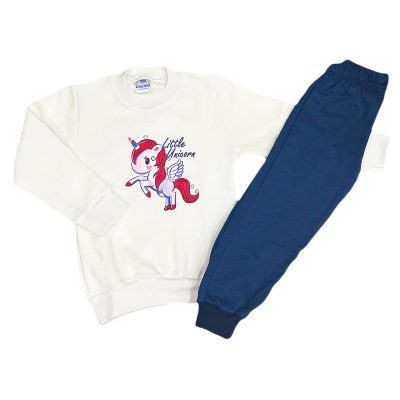 Σετ φόρμα little unicorn λευκό/μπλε