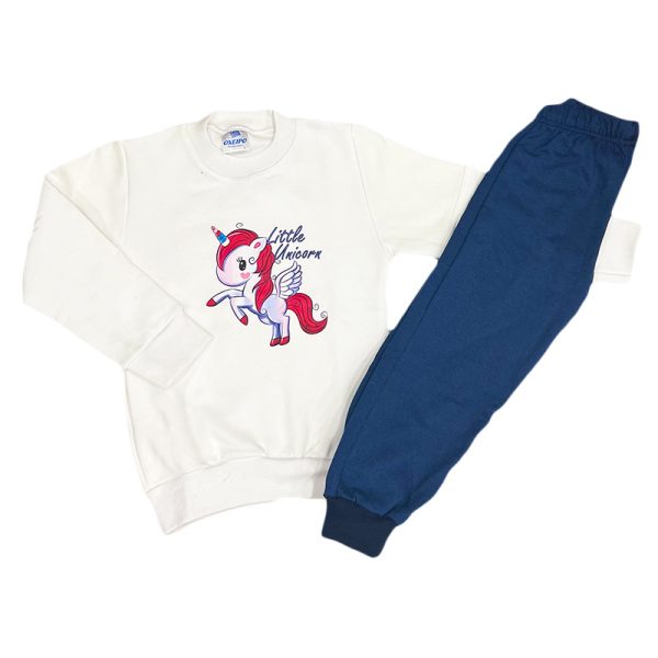 Σετ φόρμα little unicorn λευκό/μπλε