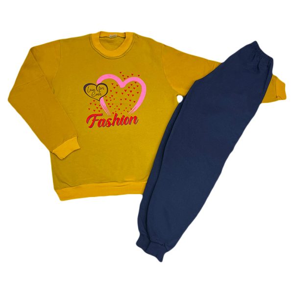 Σετ φόρμα fashion μουσταρδί/μπλε