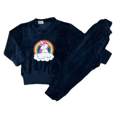 Σετ φόρμα μονόκερος βελουτέ μπλε