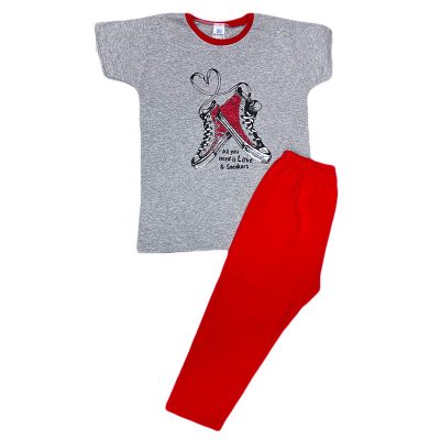 Σετ κάπρι sneakers γκρι/κόκκινο