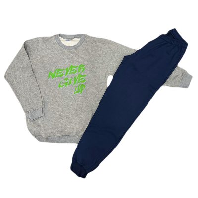 Φόρμα never give up γκρι(πράσινο)/μπλε