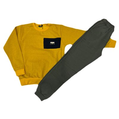 Σετ φόρμα πικέ/φούτερ κίτρινο/πράσινο