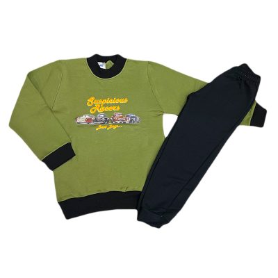 Σετ φόρμα αυτοκίνητα χακί/μαύρο