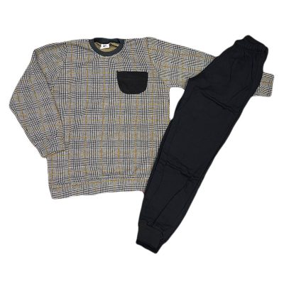 Πιτζαμάκι αχνούδιαστο καρό με τσεπάκι