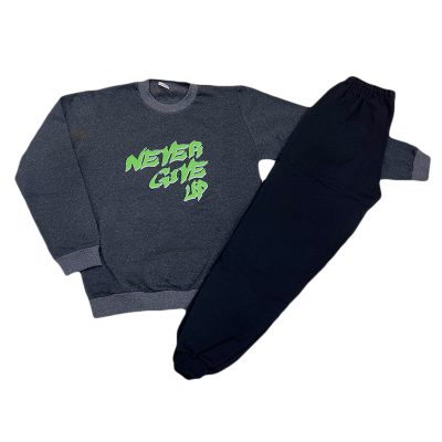 Φόρμα never give up γκρι σκούρο/μαύρο