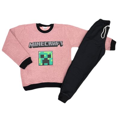 Σετ φόρμα minecraft ροζ/μαύρο