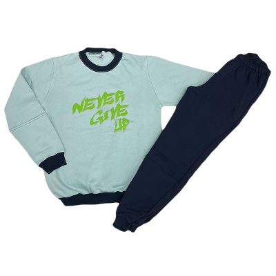 Σετ φόρμα never give up γαλάζιο(πράσινο)/μπλε