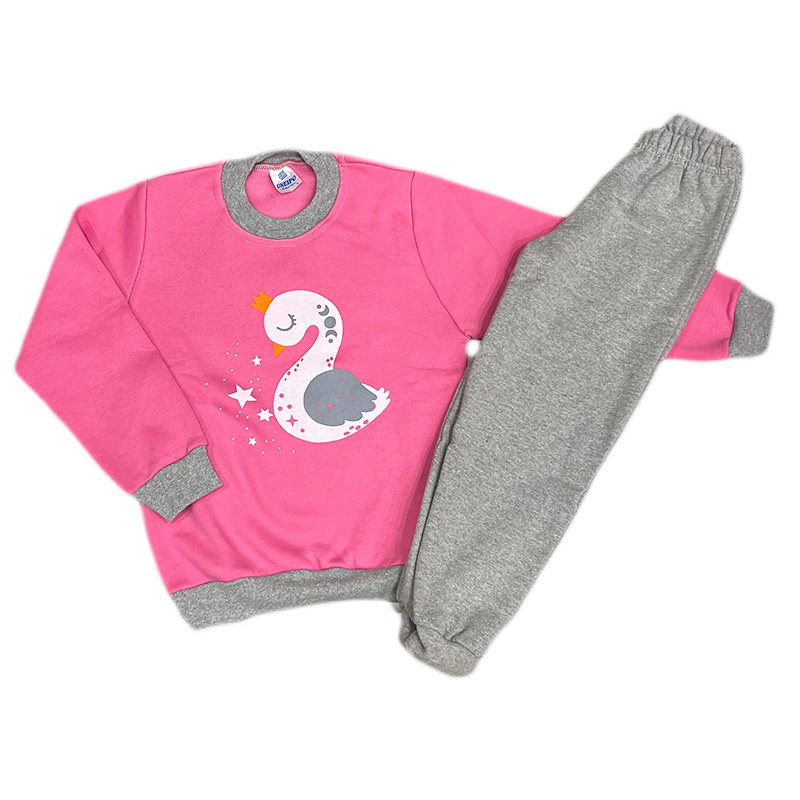 Σετ φόρμα κύκνος ροζ/γκρι