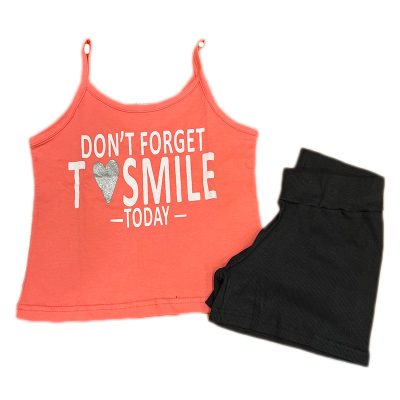 Σετ σορτς smile κοραλί/μαύρο