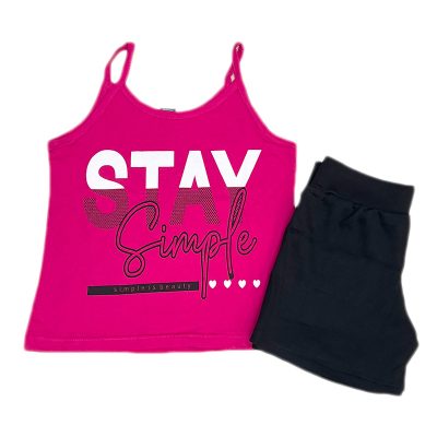 Σετ σορτς stay φουξ/μαύρο