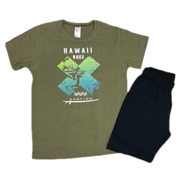 Σετ μακό hawaii χακί/μπλε