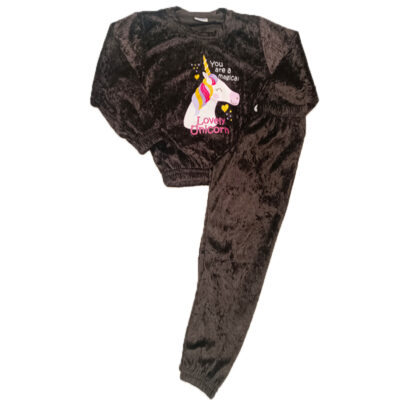 Φόρμα βελουτέ μονόκερος καφέ