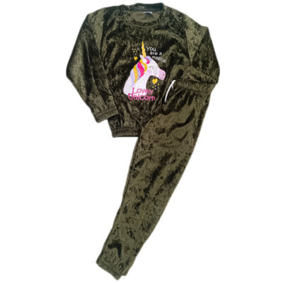 Φόρμα βελουτέ μονόκερος χακί