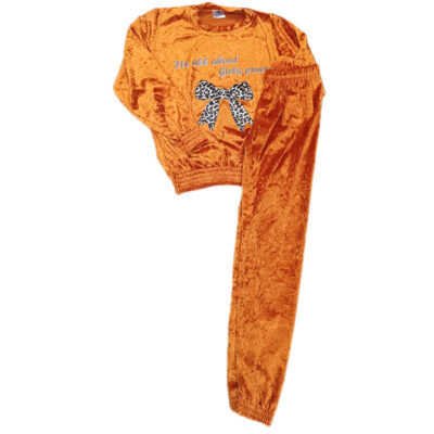 Φόρμα βελουτέ φιογκάκι πορτοκαλί