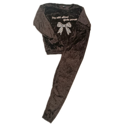 Φόρμα βελουτέ φιογκάκι καφέ