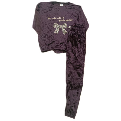 Φόρμα βελουτέ φιογκάκι μωβ