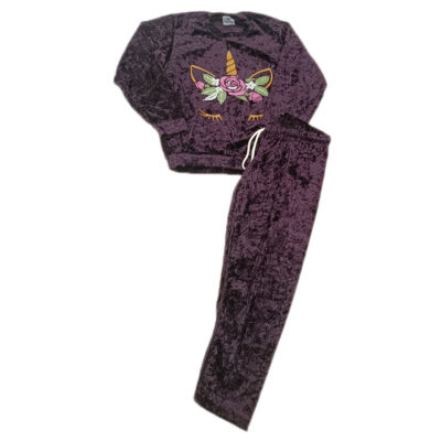 Φόρμα βελουτέ μονόκερος μωβ