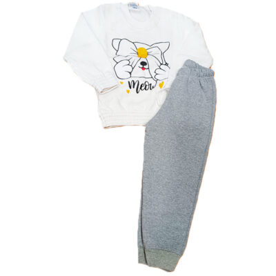 Φόρμα γατούλα λευκό/γκρι