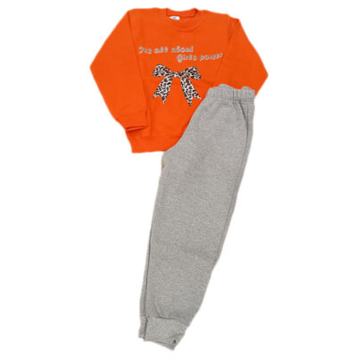 Φόρμα φιογκάκι πορτοκαλί/γκρι