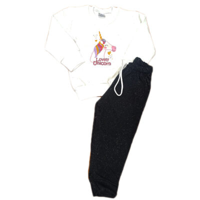 Φόρμα μονόκερος με γυαλιστερό παντελόνι