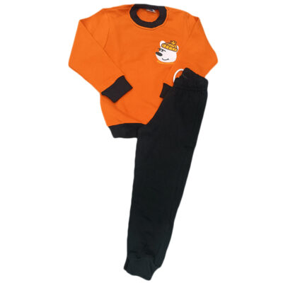 Φόρμα αχνούδιαστη αρκουδάκι πορτοκαλί/μαύρο