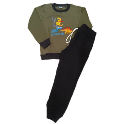 Φόρμα δεινοσαυράκια χακί/μαύρο