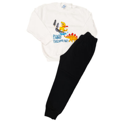 Φόρμα δεινοσαυράκια λευκό/μαύρο