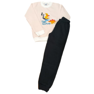 Φόρμα δεινοσαυράκια εκρού/μαύρο