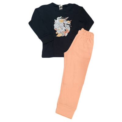 Πιτζάμα μαύρο/κοραλί