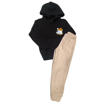 Φόρμα αρκουδάκι μαύρο/μπεζ